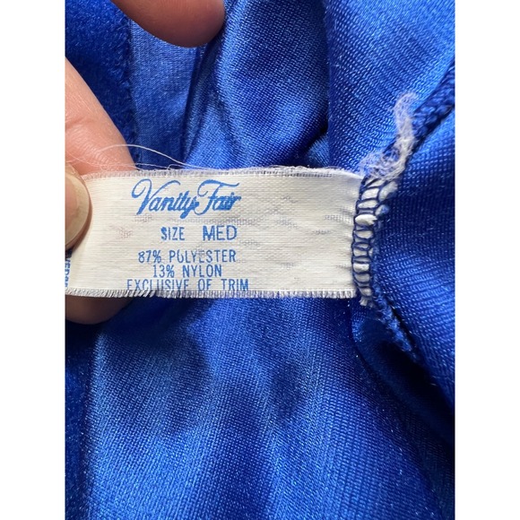 Vanity Fair Blue Velour Lounger Dress Robe Housecoat 3/4 Sleeve Pockets Medium - Picture 6 of 6